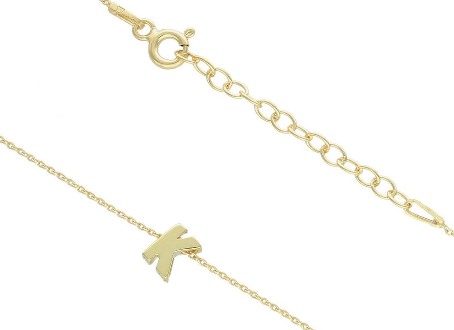 Srebrny naszyjnik damski z literką K pozłacany srebro 925 DIA-NSZ-ALSS0487NY-925. Srebrny naszyjnik celebrytka na prezent CELEBRYTKA pozłacana. Naszyjnik został wykonany ze srebra próby 925 1.jpg