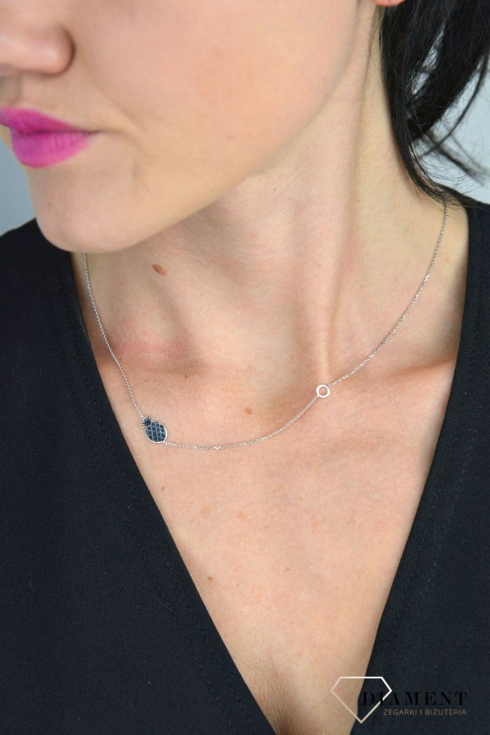 Srebrny naszyjnik celebrytka kółko z ananasem DIA-NSZ-ANANAS1-925.jpg