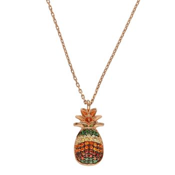Srebrny naszyjnik celebrytka 'Kolorowy ananas' Różowe złoto DIA-NSZ-ANANAS2-925.jpg