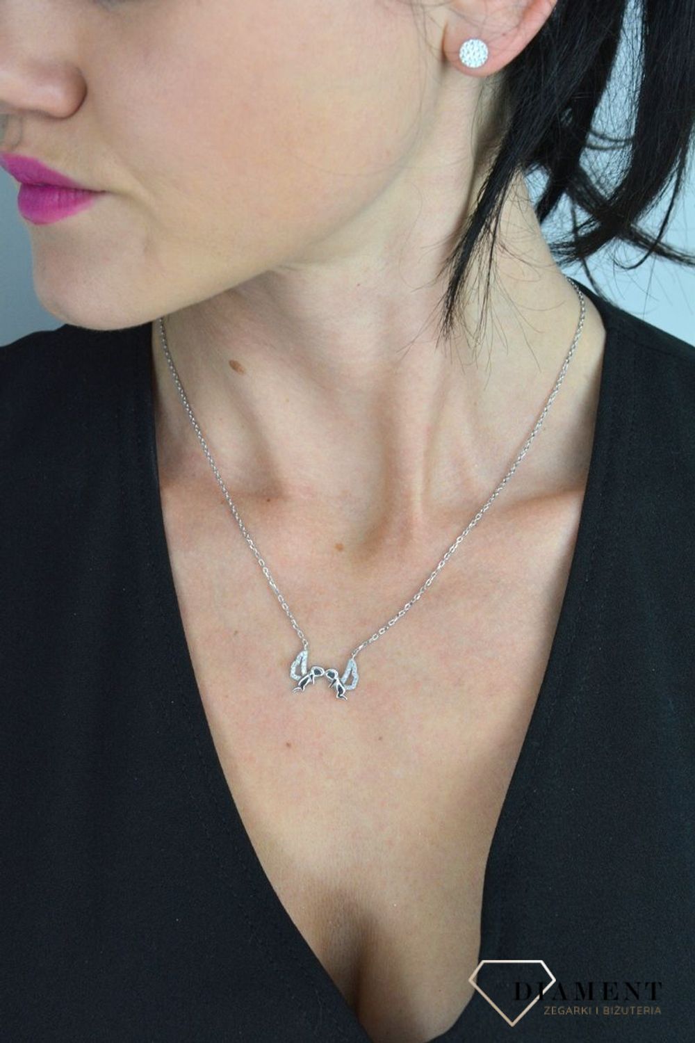 Srebrny naszyjnik celebrytka z zawieszką Dwa aniołki DIA-NSZ-ANIOLKI1-925.jpg