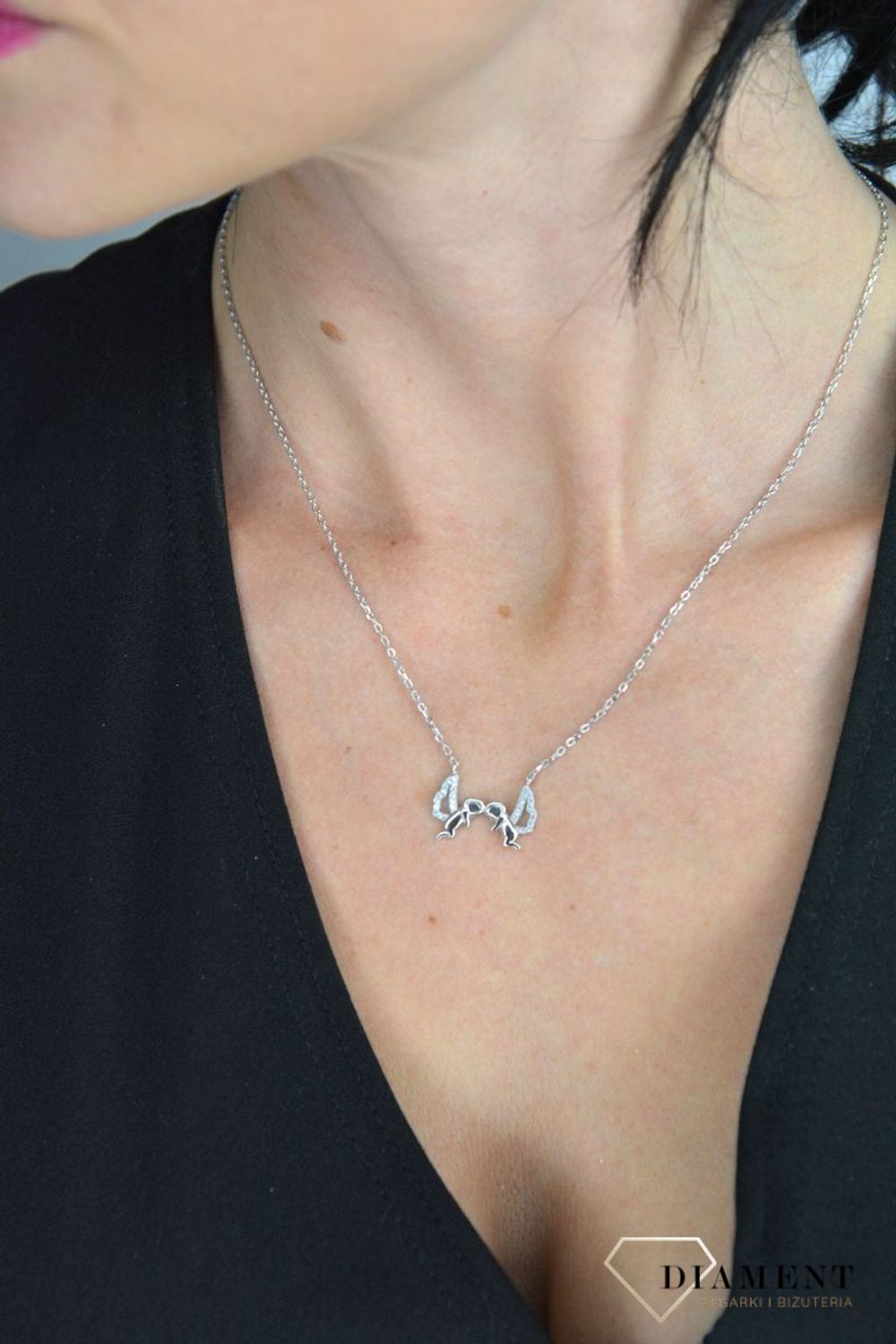 Srebrny naszyjnik celebrytka z zawieszką Dwa aniołki DIA-NSZ-ANIOLKI1-925.jpg