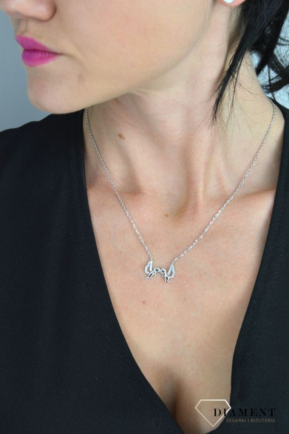 Srebrny naszyjnik celebrytka z zawieszką Dwa aniołki DIA-NSZ-ANIOLKI1-925.jpg