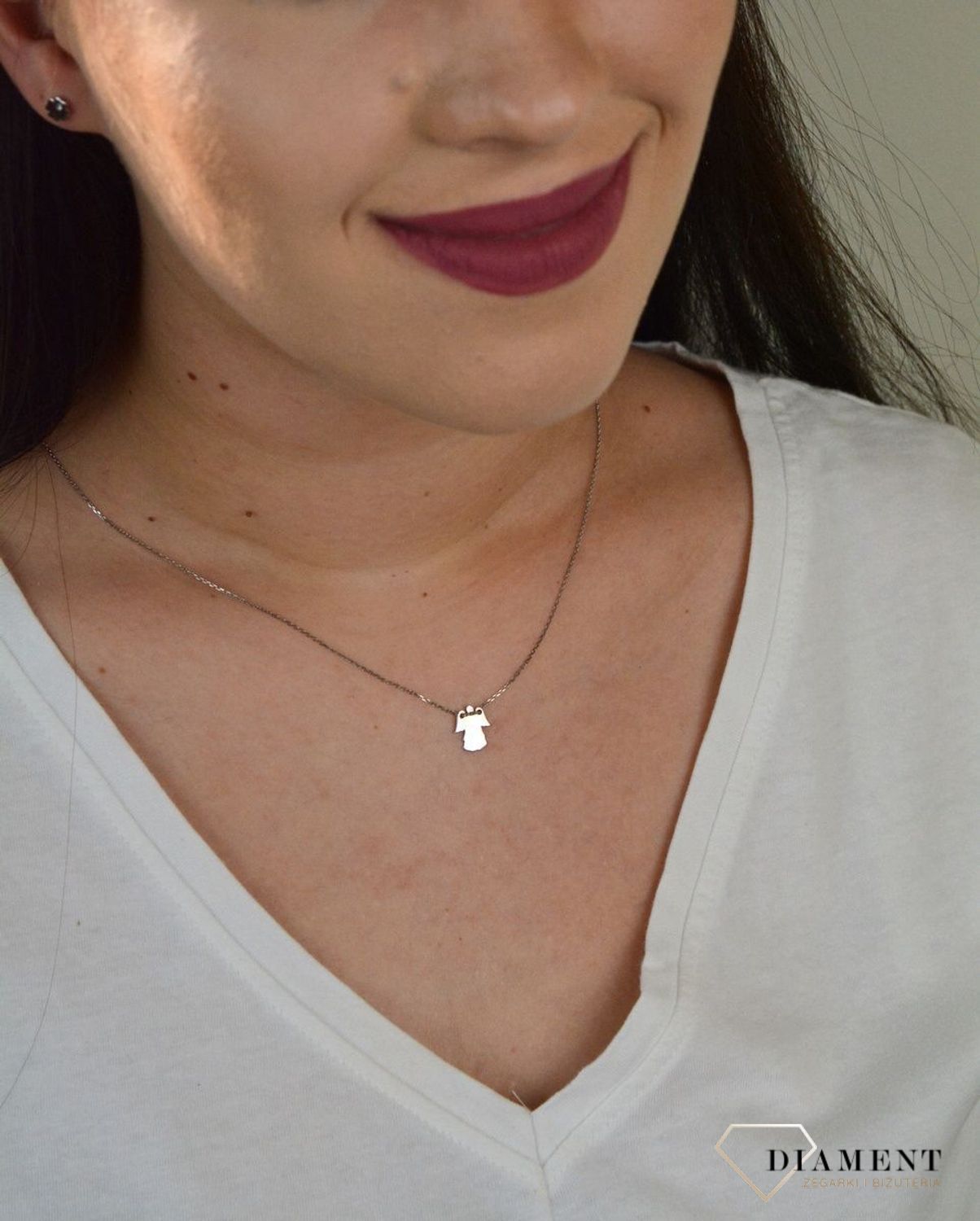 Srebrny naszyjnik celebrytka delikatny łańcuszek Aniołek DIA-NSZ-ANIOŁ1-925.jpg