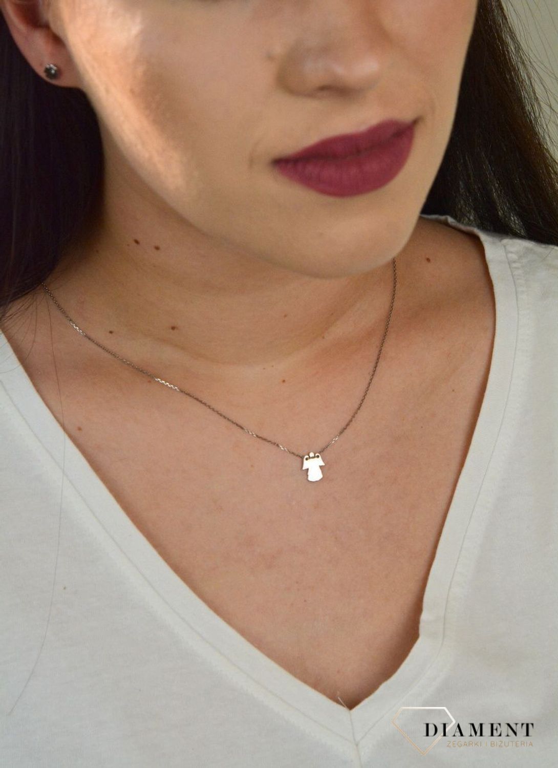 Srebrny naszyjnik celebrytka delikatny łańcuszek Aniołek DIA-NSZ-ANIOŁ1-925.jpg
