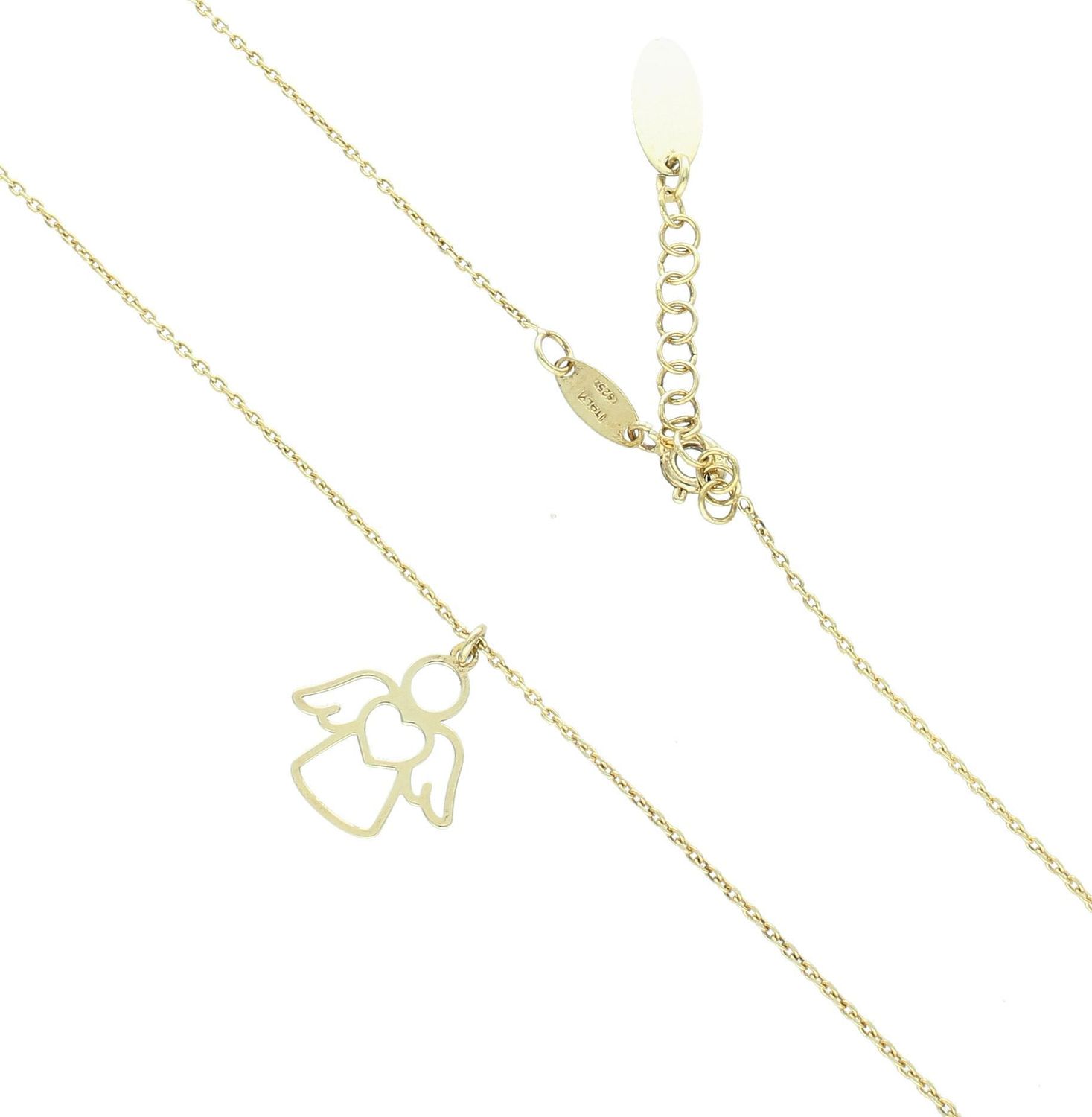 Srebrny naszyjnik celebrytka damska 925 pozłacana z aniołkiem DIA-NSZ-ANIOŁ2-925. Srebrny naszyjnik damski. Naszyjnik srebrny celebrytka. Srebrna celebrytka damska z zawieszkami. Srebrny naszyjnik celebrytka damska na prezent (1).jpg