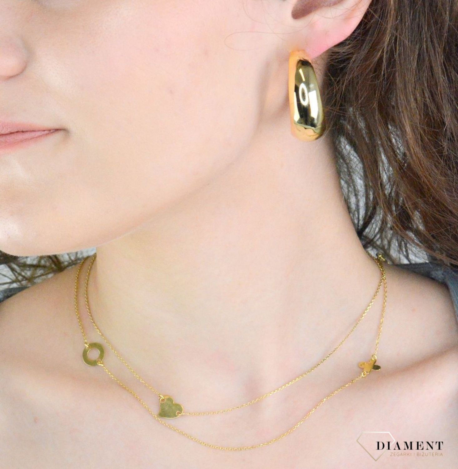 Naszyjnik celebrytka pozł. długa 75 cm, DIA-NSZ-APARTI-925-6  Srebrny naszyjnik długi ozdobiony sercem, kwiatkiem i kółeczkami. Subtelna klasyka w nowoczesnym wydaniu, z odrobiną francuskiego minimalizmu1.jpg