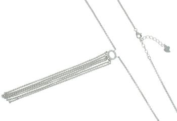 Srebrny naszyjnik damski próba 925 z cyrkonią i sześcioma łańcuszkami (10 cm), długość 66 cm + 4 cm przedłużenia. Zapięcie na karabińczyk, elegancka biżuteria.2.jpg