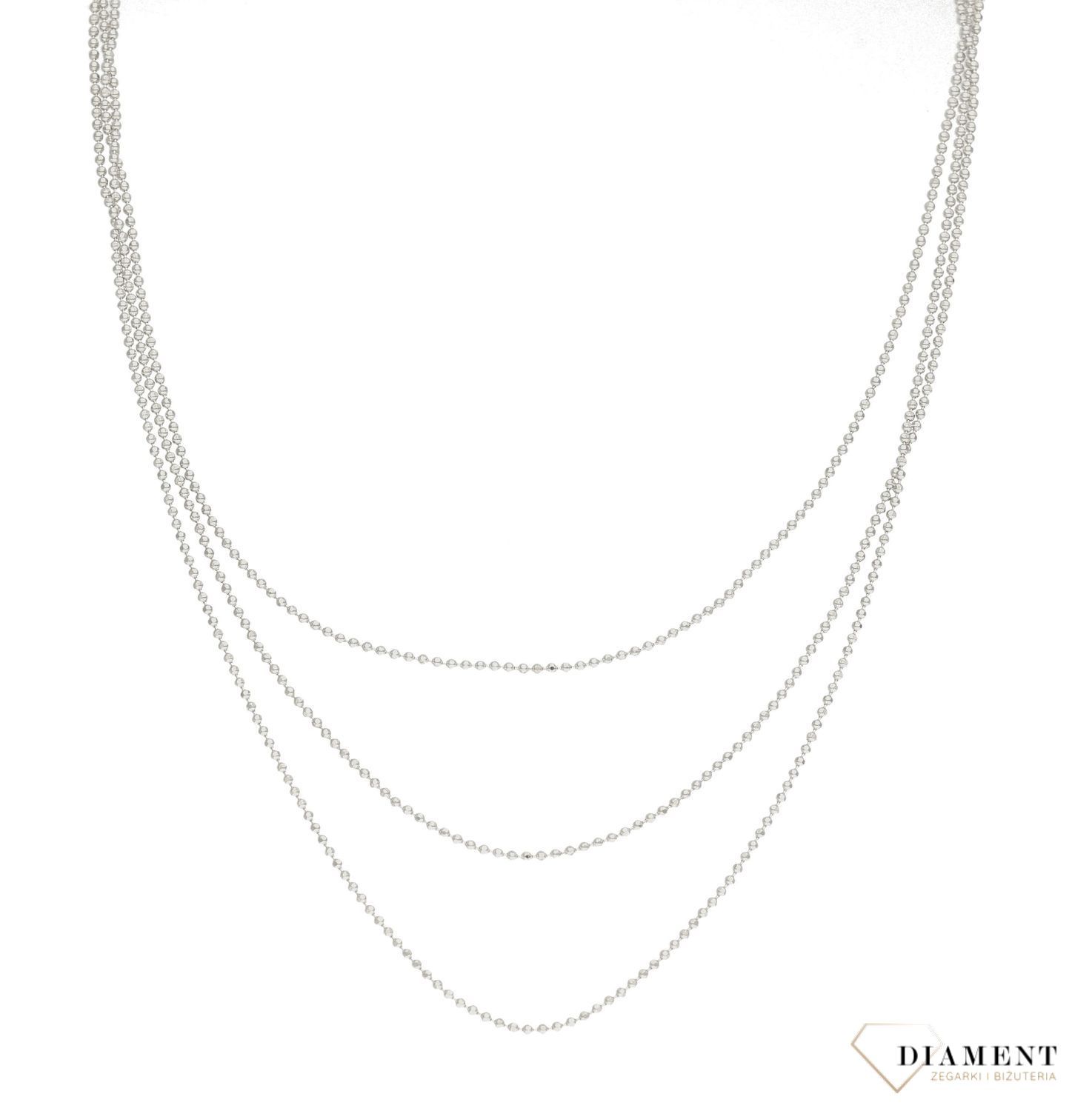 Srebrny naszyjnik z kuleczek potrójny DIA-NSZ-APARTI22-925. Doskonały pomysł na prezent dla każdej kobiety. Oryginalna, prosta biżuteria. Srebrny łańcuszek składający się z delikatnych kuleczek.jpg