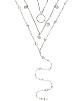 Naszyjnik potrójny srebrny 925 z cyrkoniami i kuleczkami regulowany 40 cm pr 925.jpg