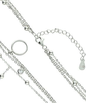 Naszyjnik potrójny srebrny 925 z cyrkoniami i kuleczkami regulowany 40 cm zapięcie.jpg