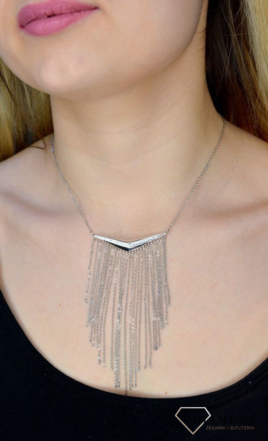 Srebrny naszyjnik z zawieszką 'Wiszące łańcuszki' DIA-NSZ-APARTI88-925.jpg