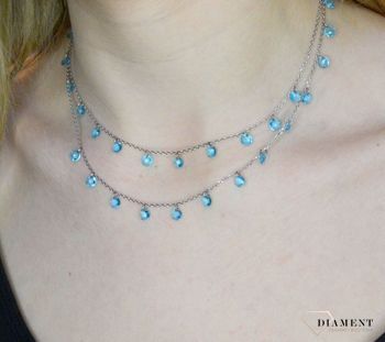 Srebrny naszyjnik niebieskie kryształy Swarovskiego DIA-NSZ-APARTI91-925. Srebrny naszyjnik z niebieskimi kryształkami, efektowny naszyjnik wykonany z najwyższej jakości srebra to elegancki dodatek (5).JPG