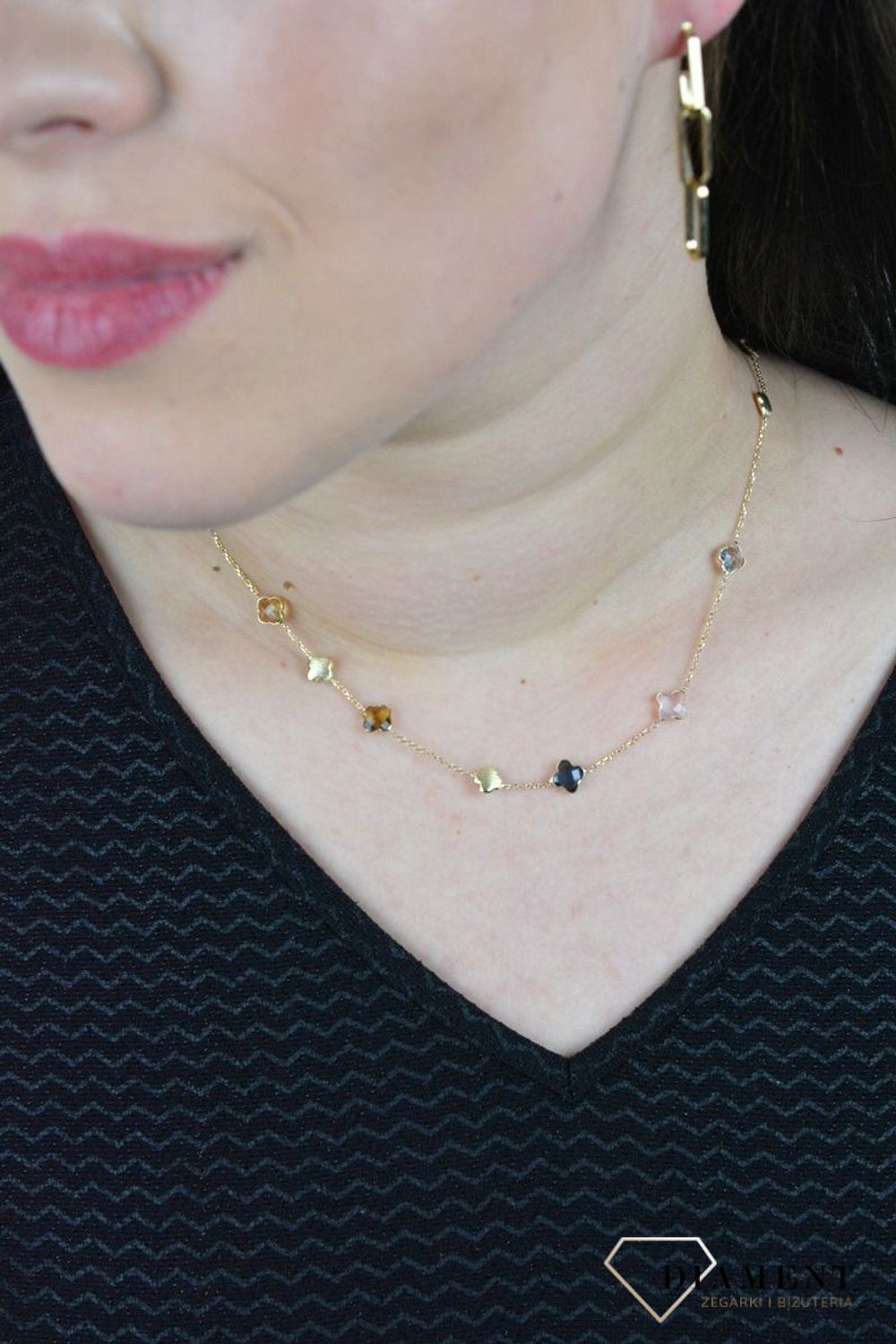 Złoty naszyjnik celebrytka z kamieniami naturalnymi ametyst, topaz, szafir DIA-NSZ-BF1767-585.jpg