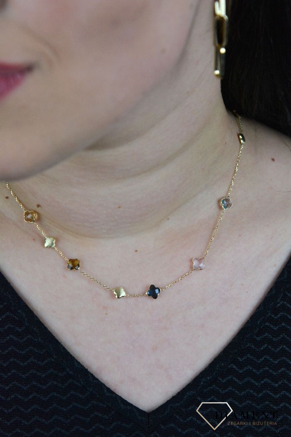 Złoty naszyjnik celebrytka z kamieniami naturalnymi ametyst, topaz, szafir DIA-NSZ-BF1767-585.jpg