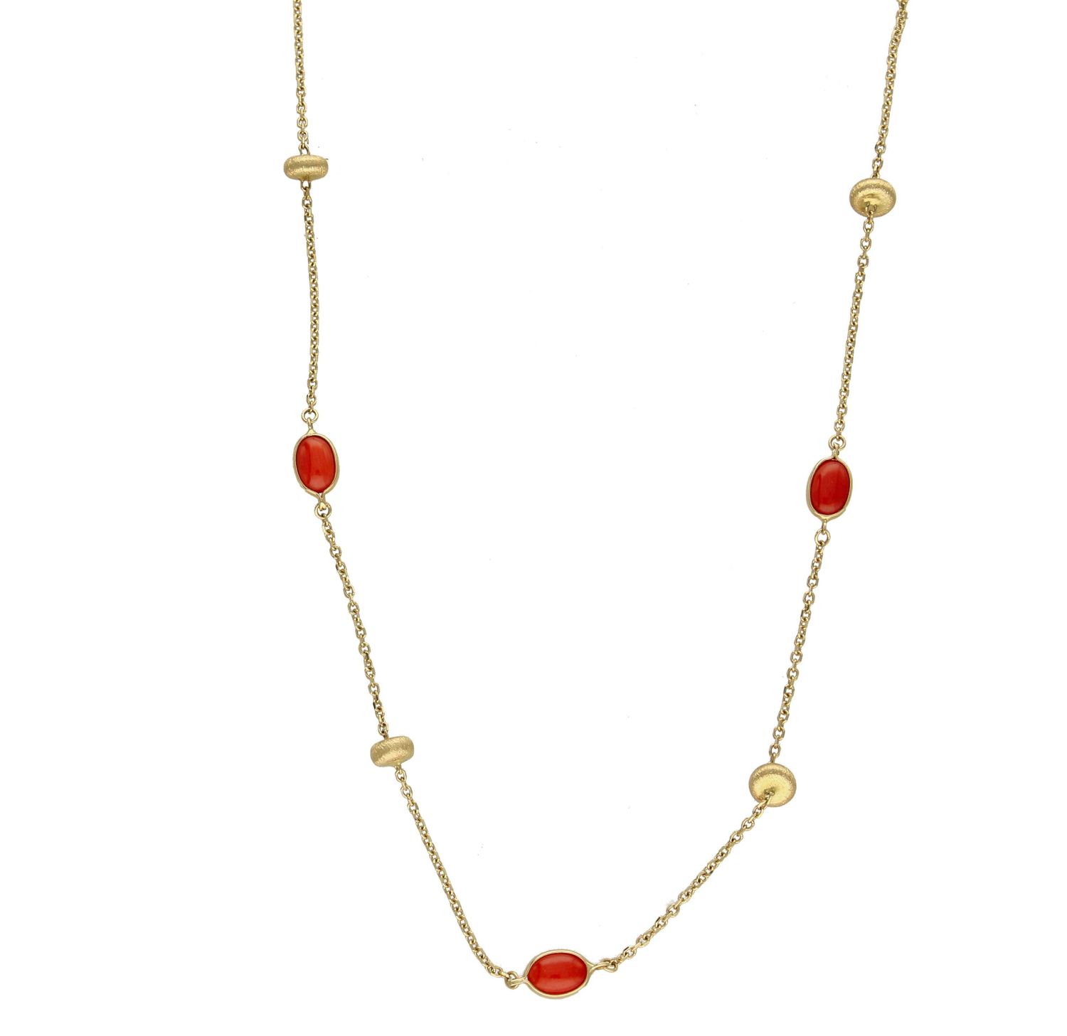 Złoty naszyjnik delikatny z koralem i złotymi kuleczkami DIA-NSZ-BF2046A-585.jpg
