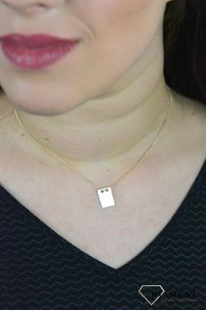 Srebrny naszyjnik celebrytka pozłacana głaski prostokąt DIA-NSZ-BLASZKA4-925. ozdobiony zawieszką w kształcie gładkiego serca w kolorze złota (1).JPG