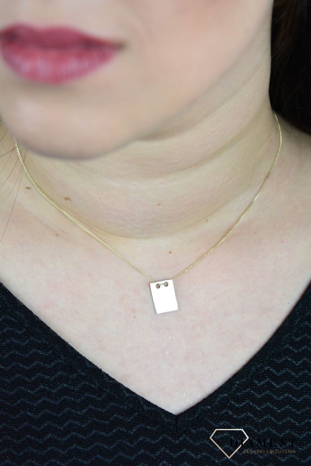 Srebrny naszyjnik celebrytka pozłacana głaski prostokąt DIA-NSZ-BLASZKA4-925.jpg