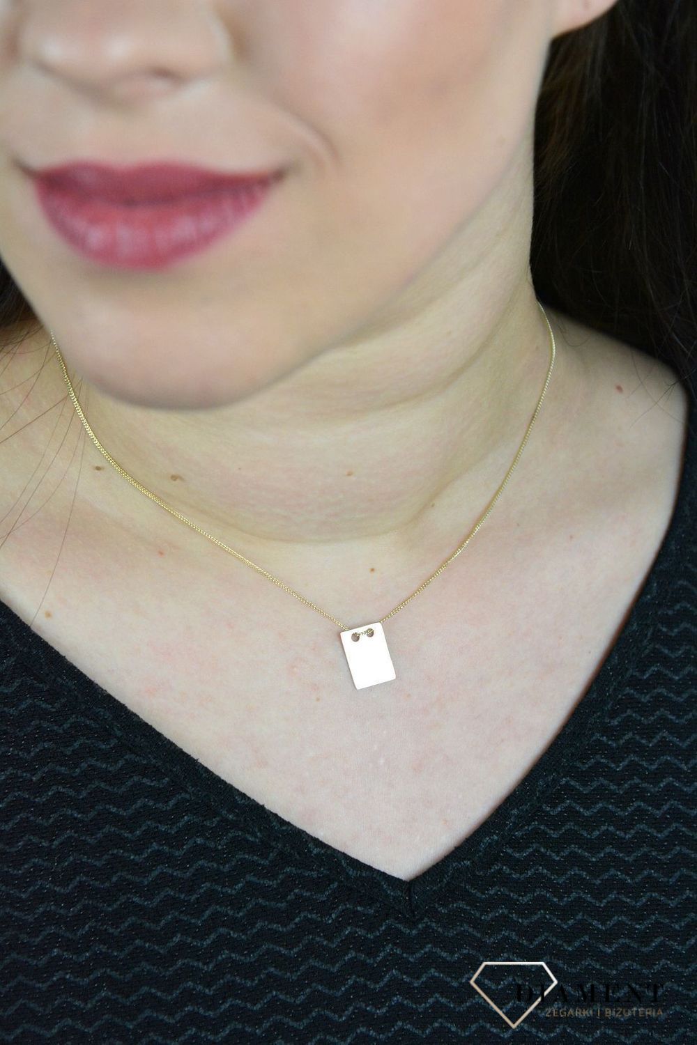 Srebrny naszyjnik celebrytka pozłacana głaski prostokąt DIA-NSZ-BLASZKA4-925.jpg