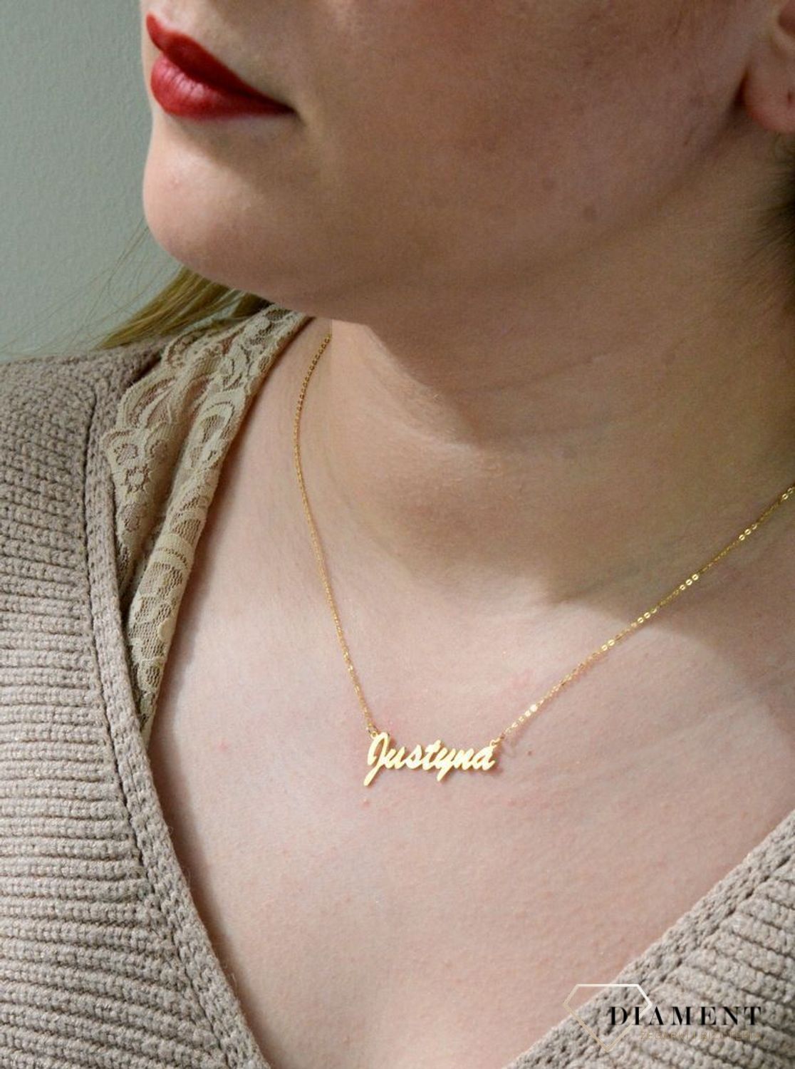 Złota celebrytka 333 z imieniem JUSTYNA DIA-NSZ-CEL243NG8KJUSTYNA-333.jpg