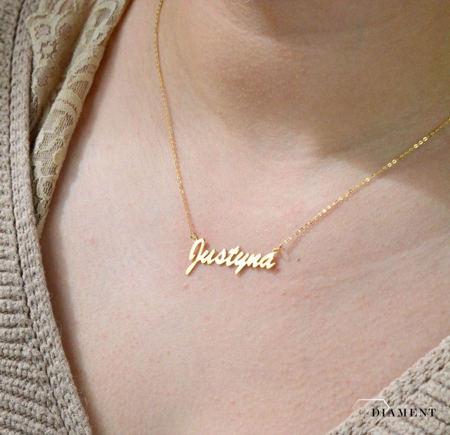 Złota celebrytka 333 z imieniem JUSTYNA DIA-NSZ-CEL243NG8KJUSTYNA-333.jpg