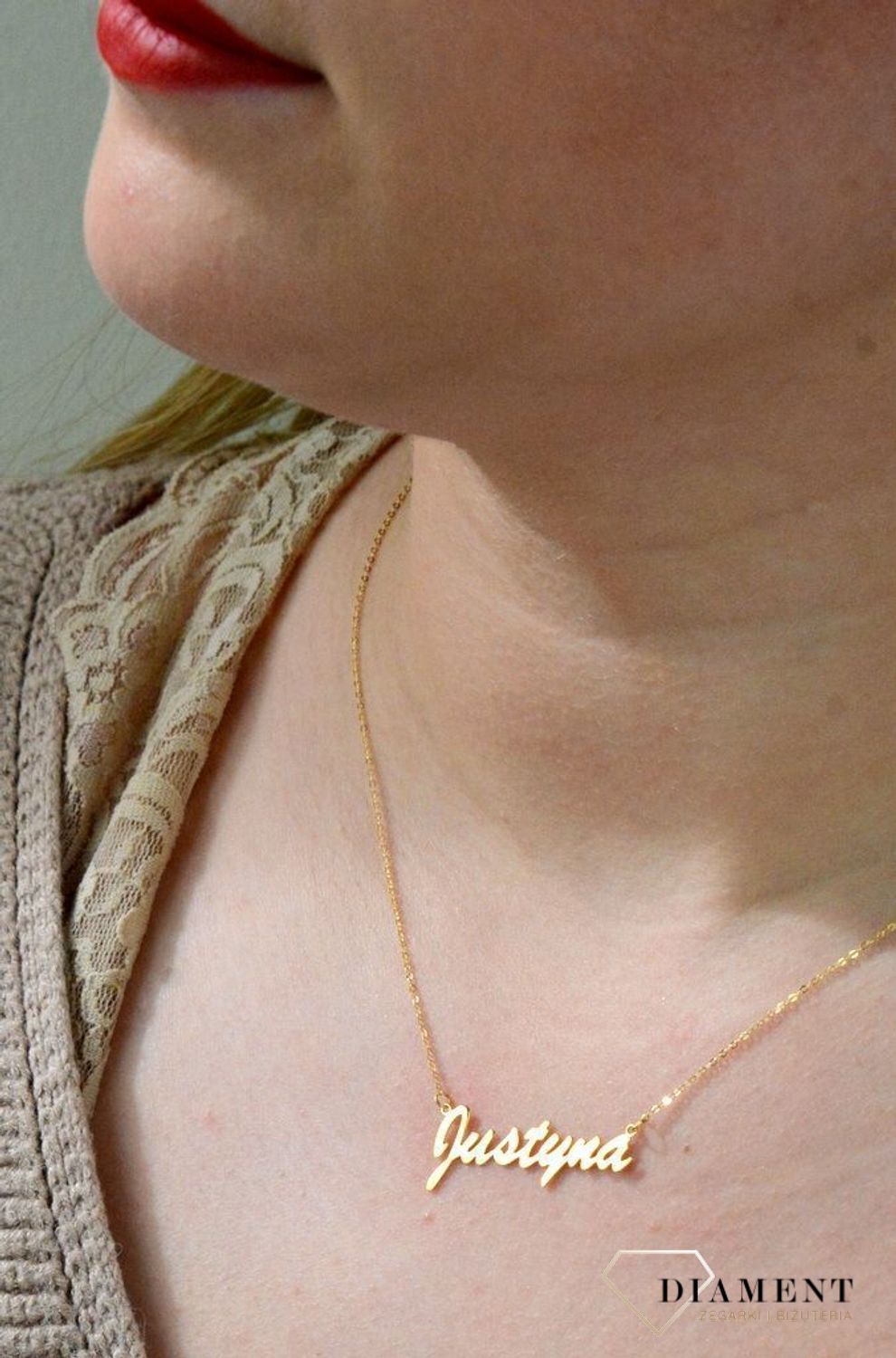 Złota celebrytka 333 z imieniem JUSTYNA DIA-NSZ-CEL243NG8KJUSTYNA-333.jpg