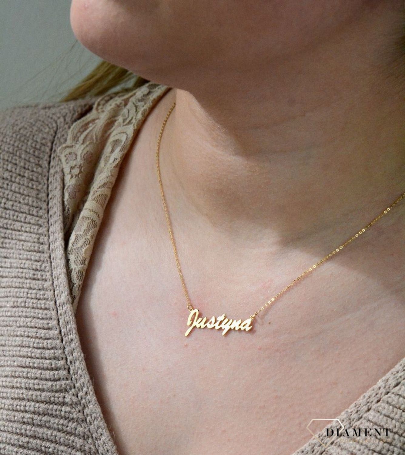 Złota celebrytka 333 z imieniem JUSTYNA DIA-NSZ-CEL243NG8KJUSTYNA-333.jpg