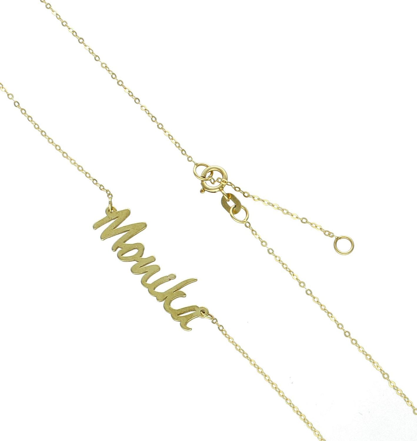 Złoty naszyjnik damski celebrytka z imieniem Monika 333. Naszyjnik damski z imieniem. Złoty naszyjnik damski z imieniem Monika. Złota celebrytka Monika. Naszyjnik damski złota celebrytka Monika na prezent (2).jpg