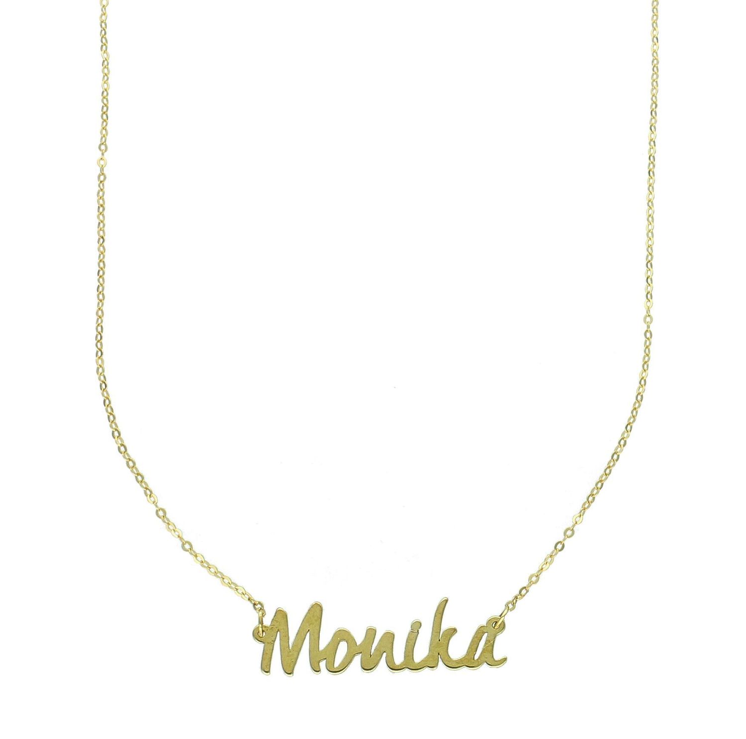Złoty naszyjnik damski celebrytka z imieniem Monika 333. Naszyjnik damski z imieniem. Złoty naszyjnik damski z imieniem Monika. Złota celebrytka Monika. Naszyjnik damski złota celebrytka Monika na prezent (2).jpg