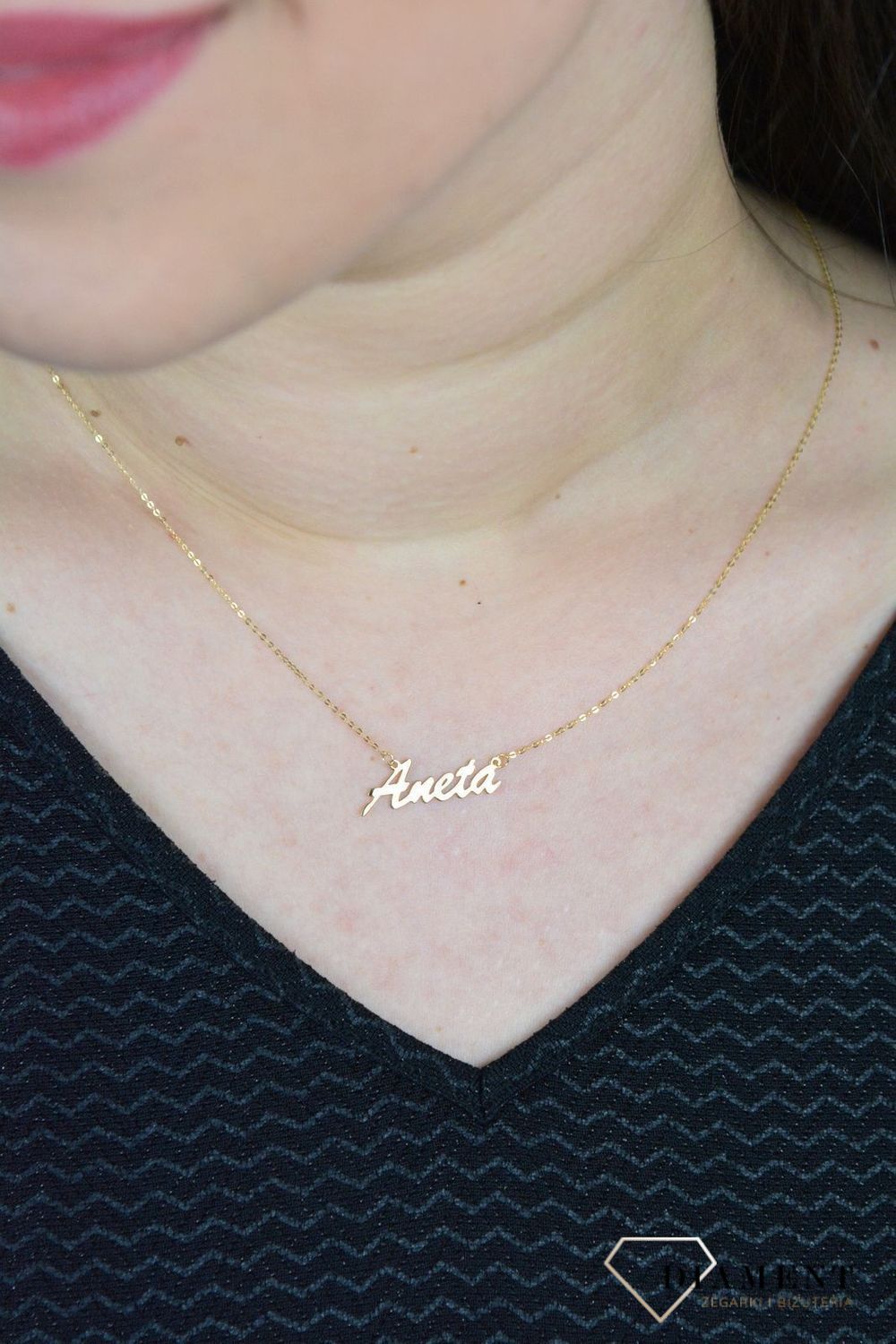 Złoty naszyjnik celebrytka z imieniem ANETA CEL244NG8KANETA.jpg
