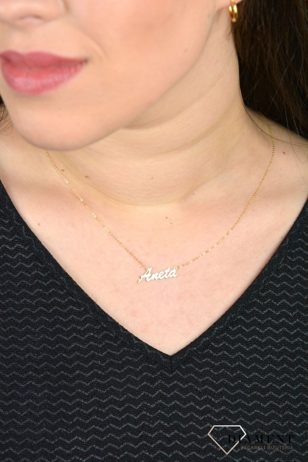 Złoty naszyjnik celebrytka z imieniem ANETA CEL244NG8KANETA.jpg