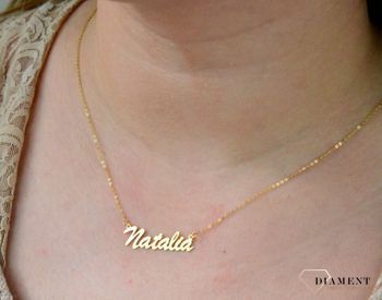 Złoty naszyjnik damski celebrytka 333 imię Natalia DIA-NSZ-CEL245NG8KNATALIA-333. Złoty naszyjnik celebrytka z imieniem NATALIA (3).JPG