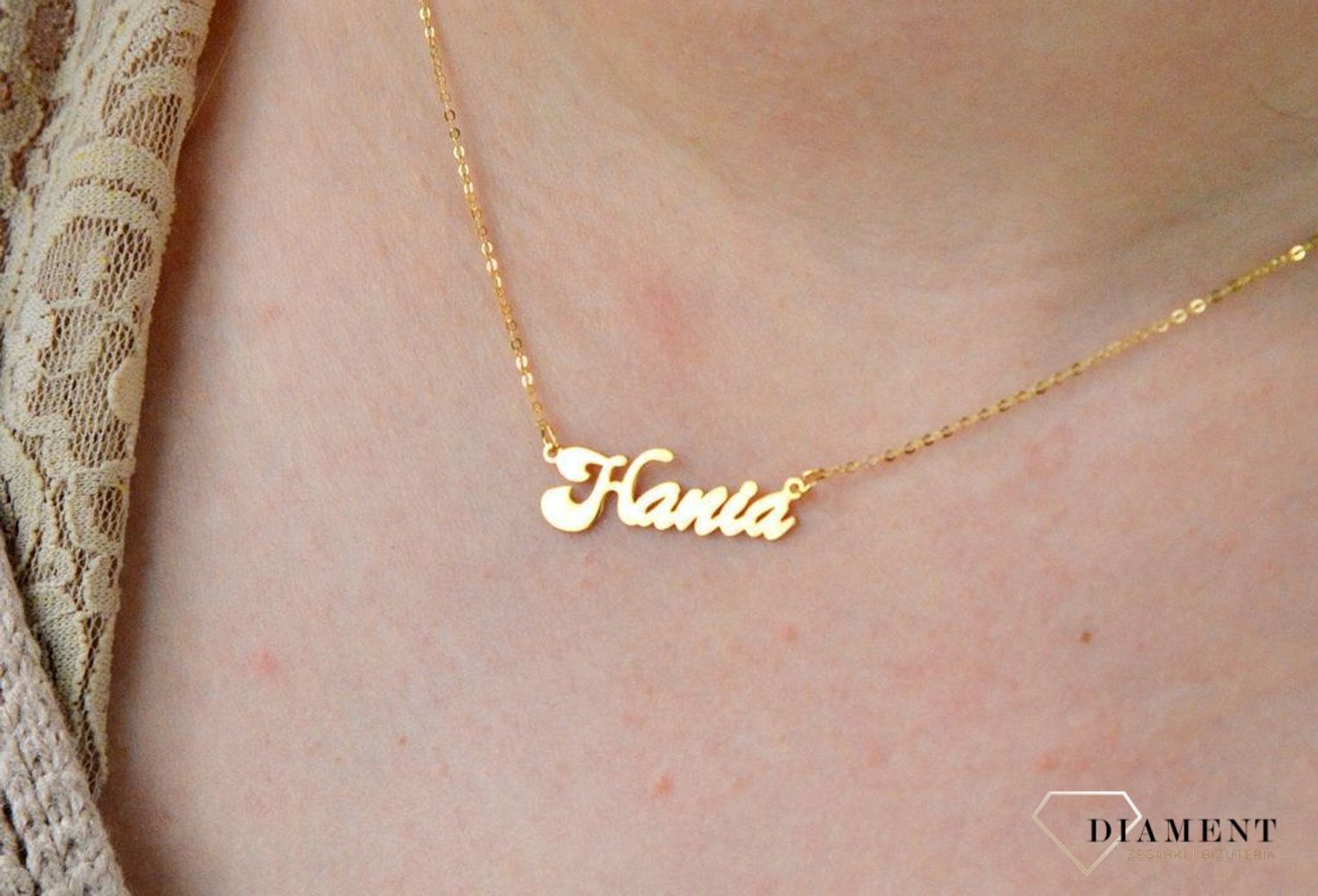 Złota celebrytka 333 z imieniem HANIA DIA-NSZ-CEL246NG8KHANIA-333.jpg