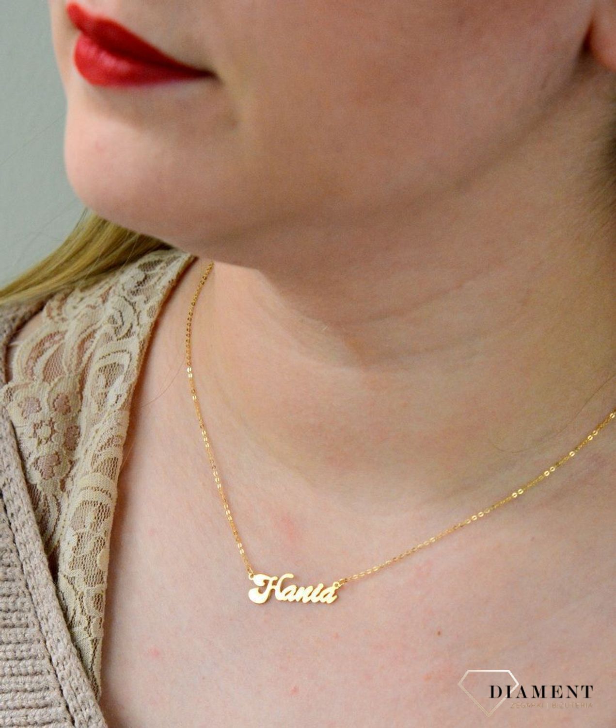 Złota celebrytka 333 z imieniem HANIA DIA-NSZ-CEL246NG8KHANIA-333.jpg