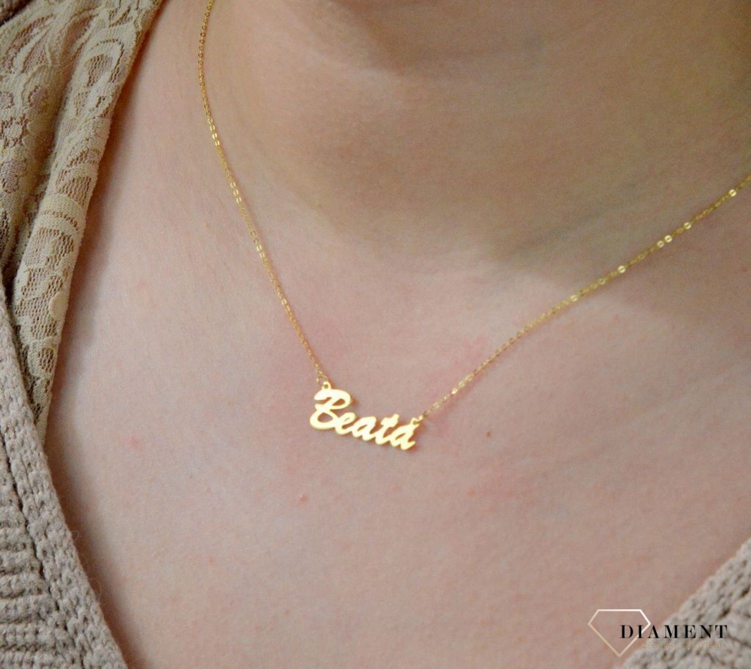 Złota celebrytka 333 z imieniem BEATA DIA-NSZ-CEL271NG8KBEATA-333.jpg