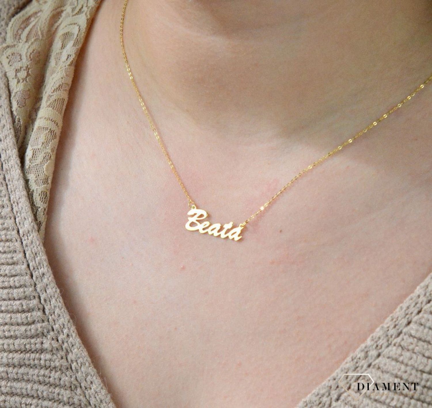 Złota celebrytka 333 z imieniem BEATA DIA-NSZ-CEL271NG8KBEATA-333.jpg