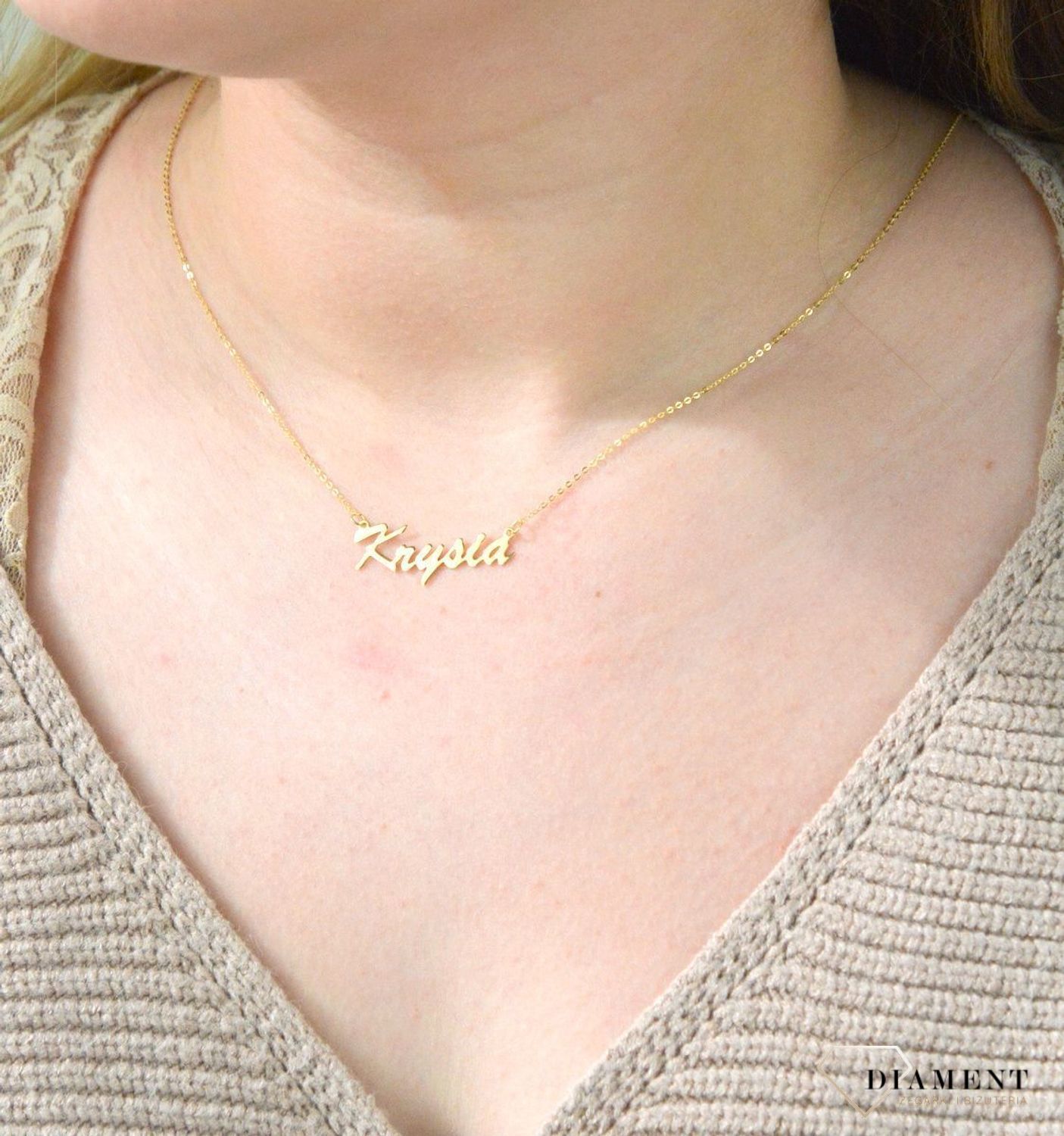 Złota celebrytka 333 z imieniem KRYSIA DIA-NSZ-CEL272NG8KKRYSIA-333.jpg
