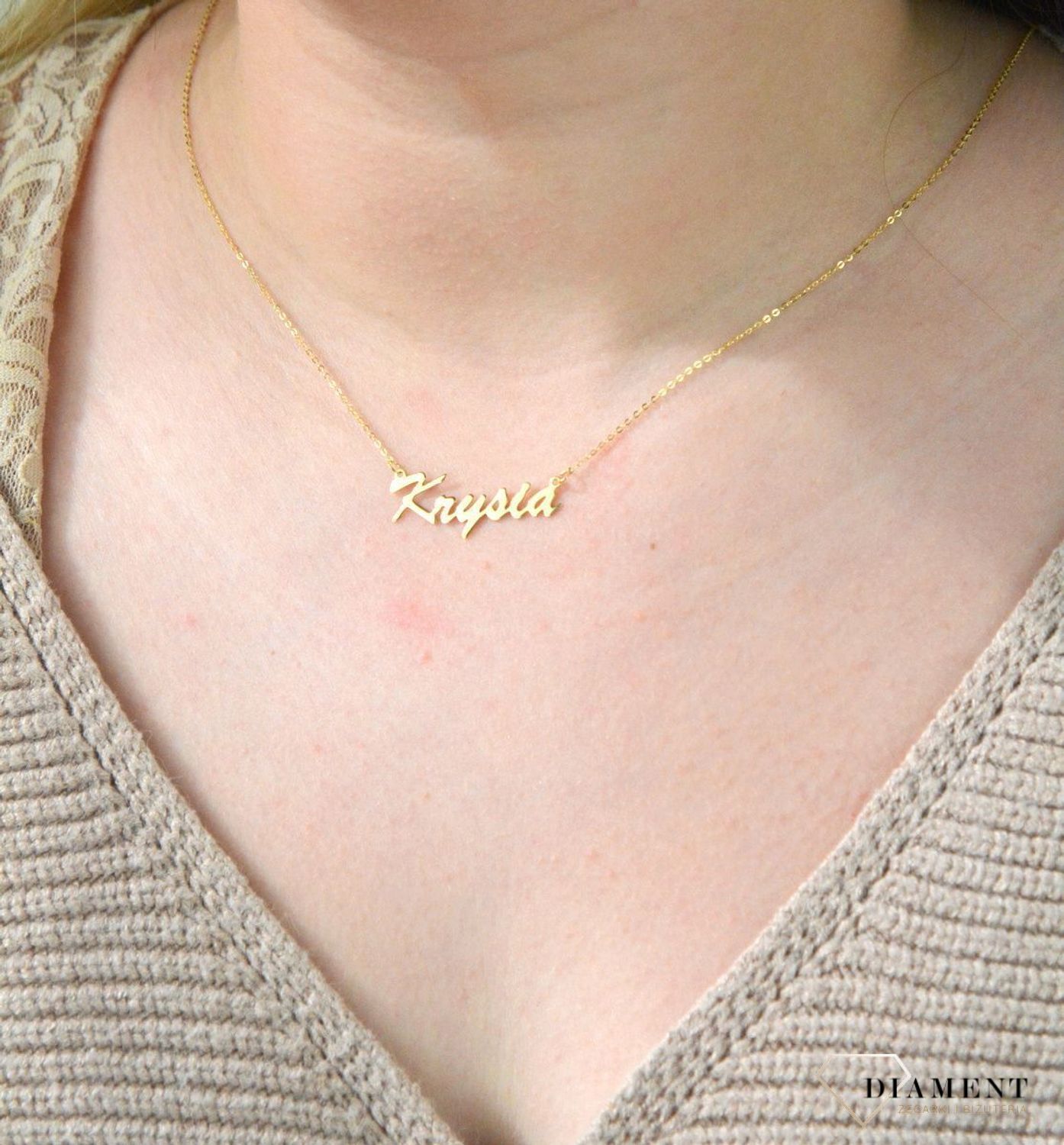 Złota celebrytka 333 z imieniem KRYSIA DIA-NSZ-CEL272NG8KKRYSIA-333.jpg