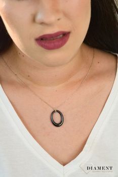 Srebrny naszyjnik celebrytka zawieszka z ceramiki DIA-NSZ-CERAMIKA1-925. Srebrny naszyjnik choker celebrytka z zawieszką z ceramiki (2).JPG