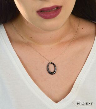 Srebrny naszyjnik celebrytka zawieszka z ceramiki DIA-NSZ-CERAMIKA1-925. Srebrny naszyjnik choker celebrytka z zawieszką z ceramiki (3).JPG