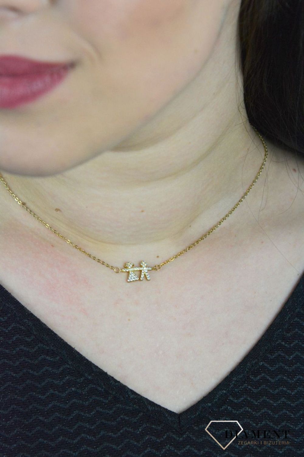 Srebrny naszyjnik celebrytka dziewczynka i chłopiec  z cyrkoniami DIA-NSZ-CHLOPIEC-DZIEWCZYNKA.jpg