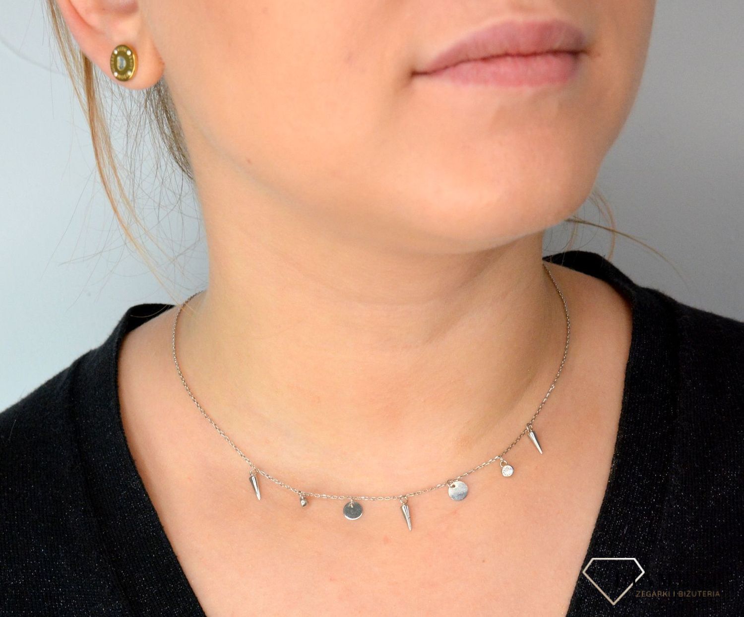Srebrny naszyjnik celebrytka krótki choker z zawieszkami DIA-NSZ-CHOKER1-925.jpg