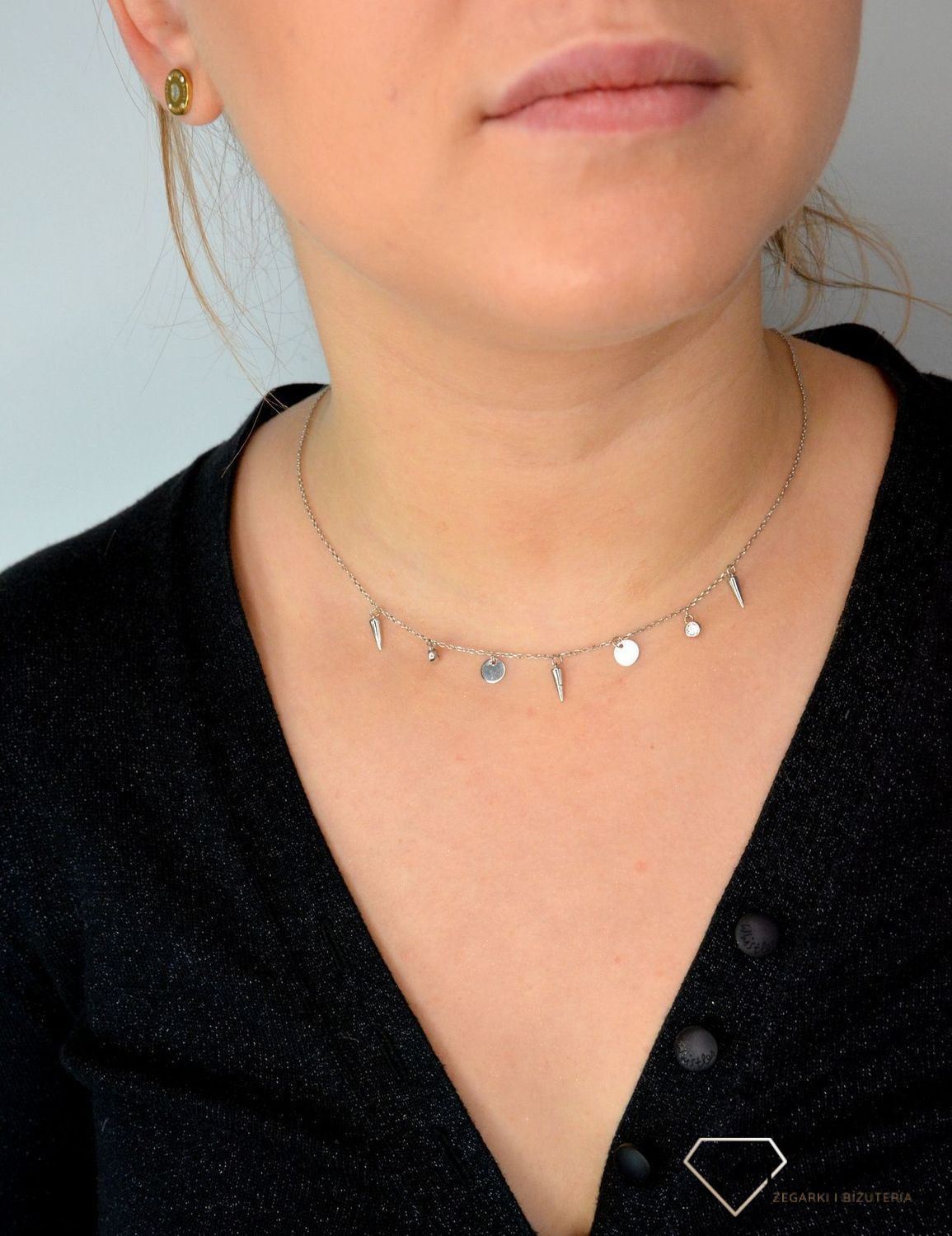 Srebrny naszyjnik celebrytka krótki choker z zawieszkami DIA-NSZ-CHOKER1-925.jpg
