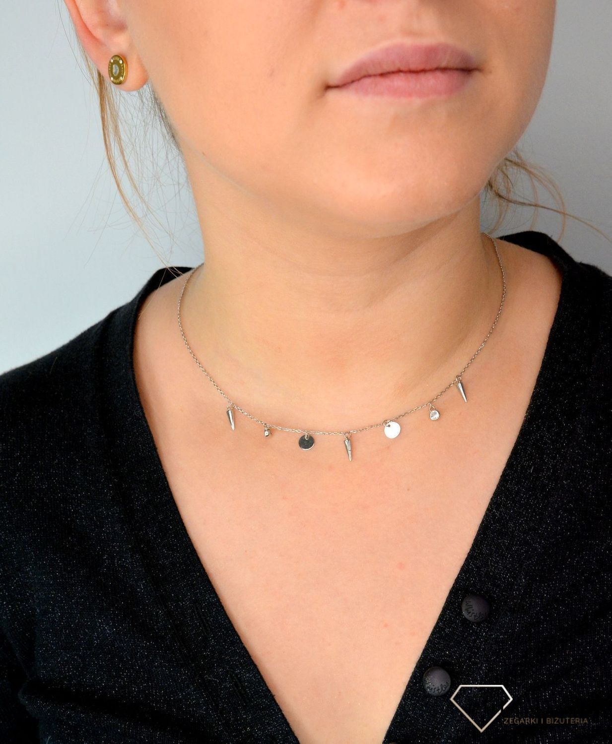 Srebrny naszyjnik celebrytka krótki choker z zawieszkami DIA-NSZ-CHOKER1-925.jpg