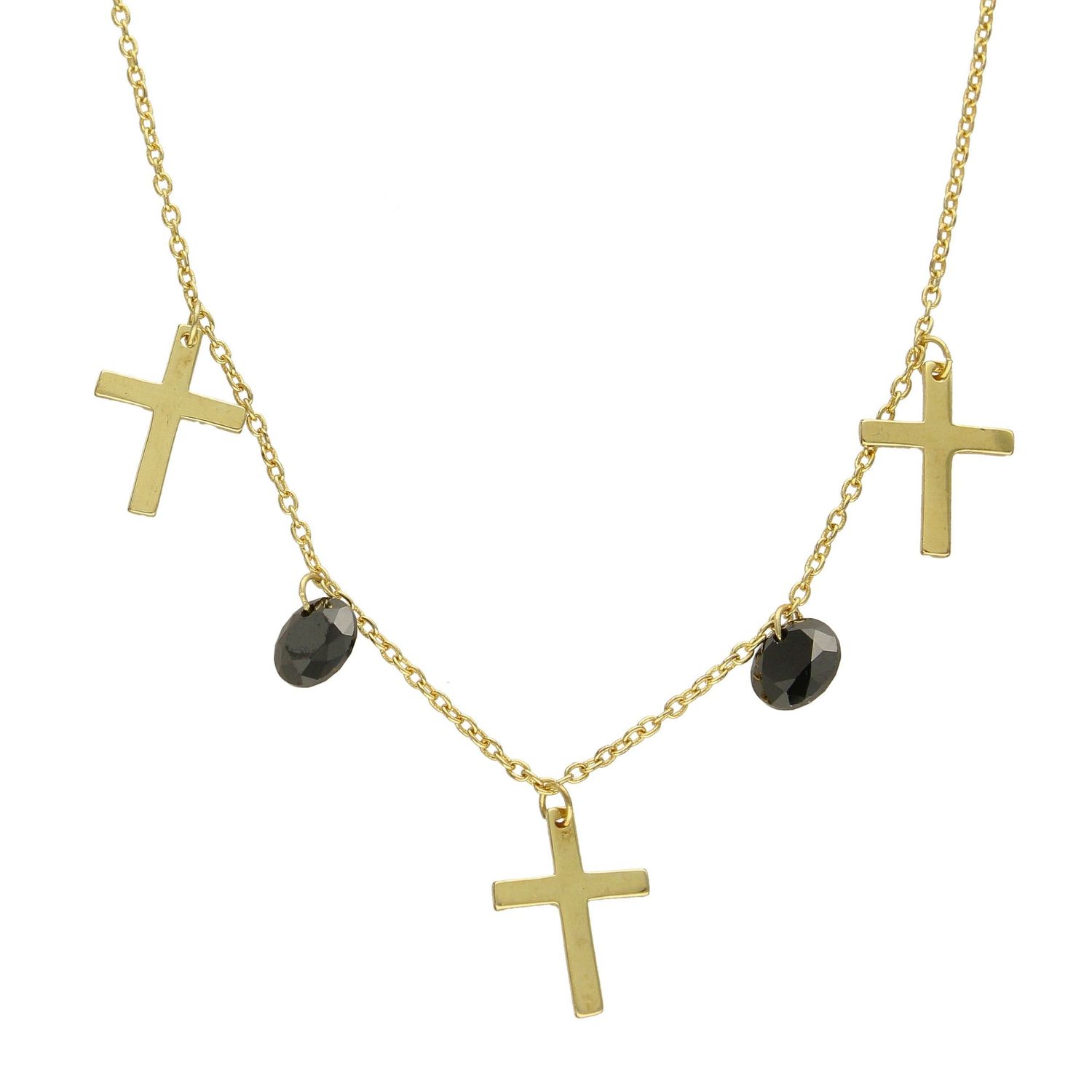 Srebrny naszyjnik celebrytka pozłacany choker krzyże z kryształami DIA-NSZ-CHOKER11-925.jpg