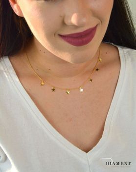 Srebrny naszyjnik pozłacany choker gwiazdki DIA-NSZ-CHOKER15-925. Prezentowany srebrny naszyjnik to doskonała propozycja dla kobiet, które cenią sobie uniwersalne i oryginalne dodatki (3).JPG