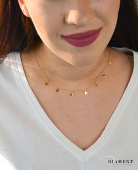 Srebrny naszyjnik pozłacany choker gwiazdki DIA-NSZ-CHOKER15-925. Prezentowany srebrny naszyjnik to doskonała propozycja dla kobiet, które cenią sobie uniwersalne i oryginalne dodatki (4).JPG