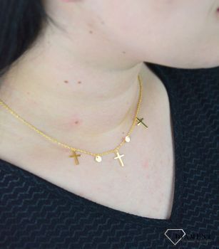 Srebrny naszyjnik pozłacana celebrytka krzyże DIA-NSZ-CHOKER17-925. Naszyjnik celebrytka krzyże  DIA-NSZ-CHOKER17-925 (1).JPG