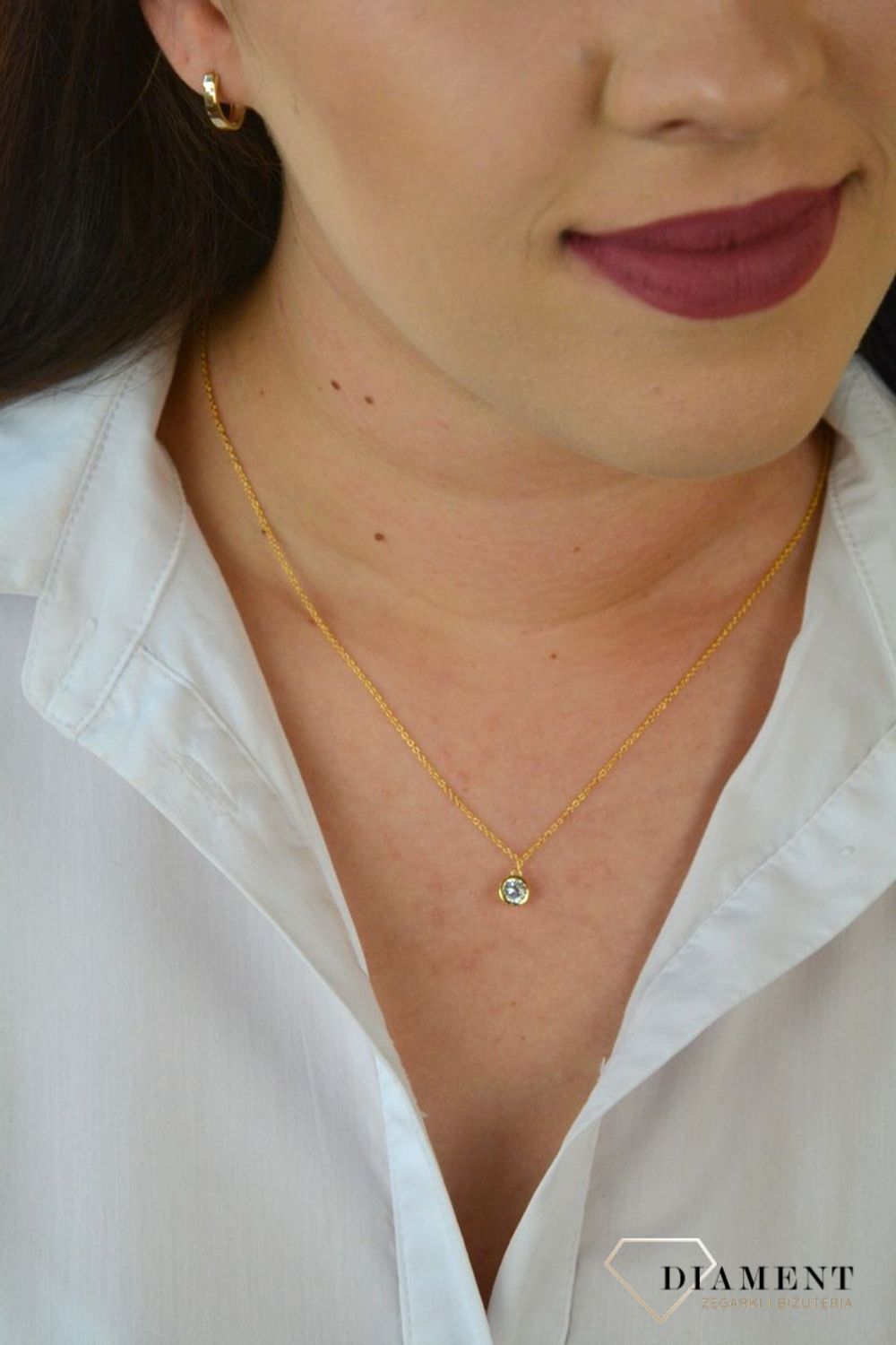 Łańcuszek cyrkonia okrągła pozłacana DIA-NSZ-CHOKER20-925.jpg