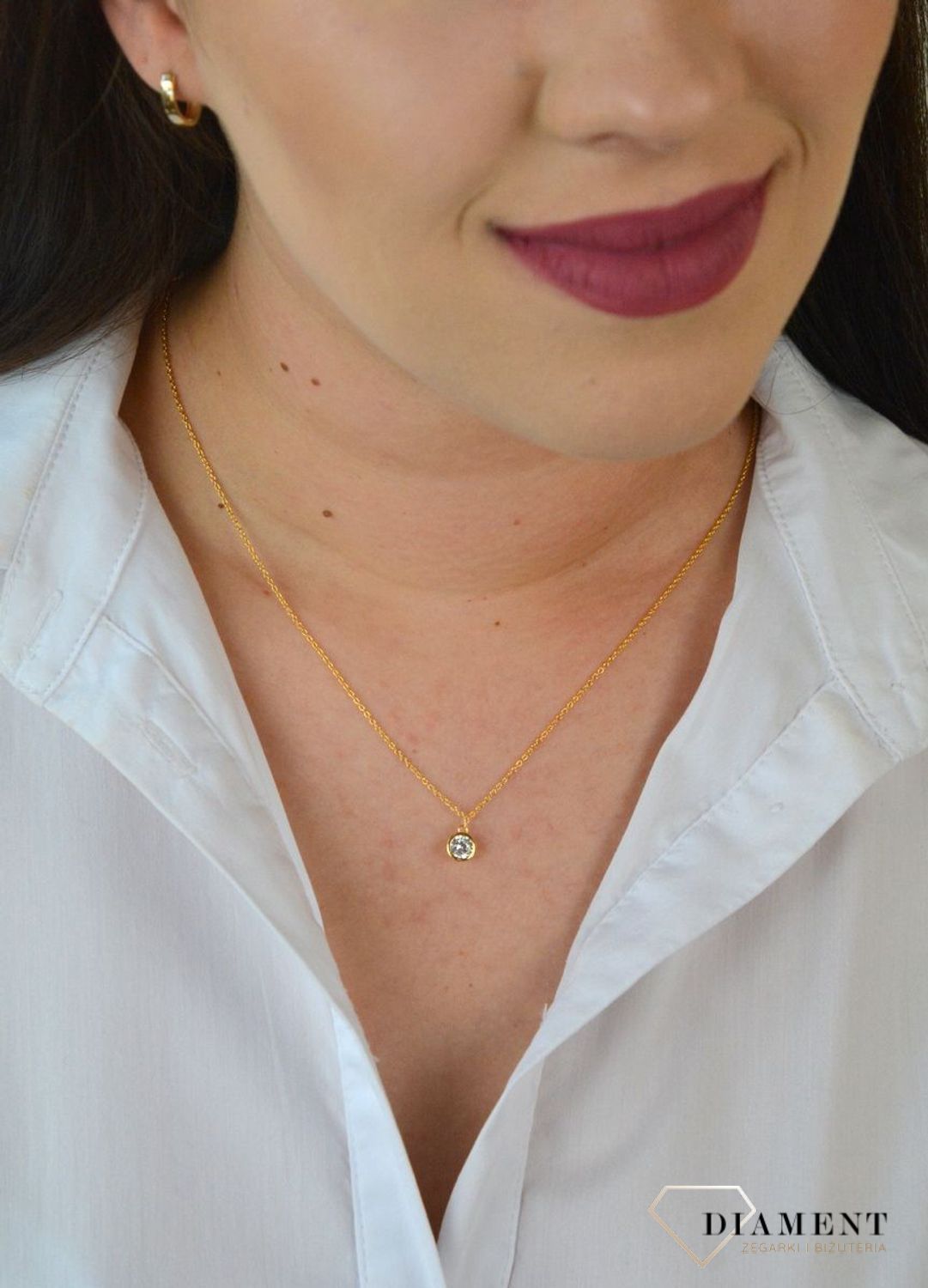 Łańcuszek cyrkonia okrągła pozłacana DIA-NSZ-CHOKER20-925.jpg