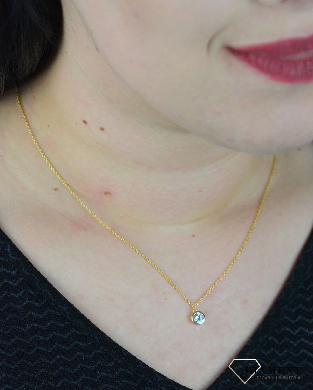 Łańcuszek cyrkonia okrągła pozłacana DIA-NSZ-CHOKER20-925.jpg